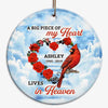 Heaven Cardinal Heart Memorial Personalized Circle Ornament