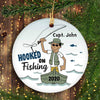 Hooked On Fishing Men Stick Figure Personalized Circle Ornament
