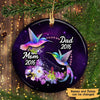 Hummingbird Flower Memorial Personalized Circle Ornament