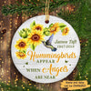 Hummingbirds When Angels Are Near Personalized Memorial Circle Ornament