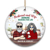 Husband And Wife Drinking Buddies Personalized Circle Ornament