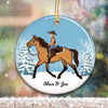 Little Boy Riding Horse Personalized Circle Ornament