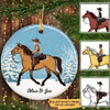 Little Boy Riding Horse Personalized Circle Ornament