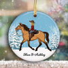 Little Girl Riding Horse Personalized Christmas Circle Ornament