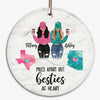 Long Distance Modern Front View Besties Personalized Circle Ornament