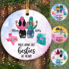 Long Distance Modern Front View Besties Personalized Circle Ornament