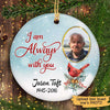 Memorial Christmas Background Photo Personalized Circle Ornament