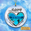 Memorial Gone Fishing Heart Personalized Circle Ornament