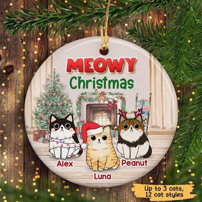 Meowy Christmas Personalized Cat Decorative Christmas Ornament