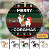 Merry Corgmas Pattern Christmas Personalized Circle Ornament