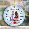 Mom Always With You Watercolor Butterflies Memorial Personalized Circle Ornament