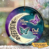 Moon And Butterflies Teal Purple Memorial Personalized Circle Ornament