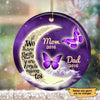 Moon And Purple Butterflies Memorial Personalized Circle Ornament