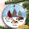 Patterned Christmas Tree Sleeping Dog Personalized Circle Ornament