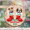 Peeking Dog Merry Woofmas 2020 Christmas Personalized Decorative Circle Ornament