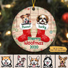 Peeking Dog Merry Woofmas 2020 Christmas Personalized Decorative Circle Ornament