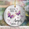 Purple Butterflies Memorial Personalized Circle Ornament