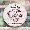 Red Plaid Butterflies Heart Memorial Personalized Circle Ornament