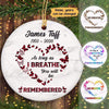 Red Plaid Butterflies Heart Memorial Personalized Circle Ornament