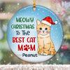 Sitting Cat Meowy Christmas Mom Personalized Circle Ornament