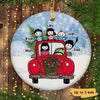 Stick Family In Christmas Truck Personalized Circle Ornament