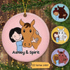 Stick Girl And Horse Personalized Circle Ornament