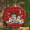 Watercolor Funny Cat Christmas Personalized Circle Ornament