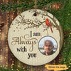 Wooden Tree Dad Mom Cardinals Memorial Personalized Circle Ornament