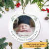 Christmas Baby First Christmas Personalized Circle Photo Ornament