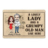 Lovely Lady Grumpy Old Man Live Here Caricature Couple Personalized Doormat