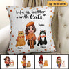 Doll Woman And Cats Sitting Fall Season Personalized Pillow (Insert Included)