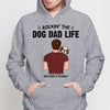 Dad Carrying Dogs On Shoulder Rockin‘ The Dog Dad Life Personalized Hoodie Sweatshirt