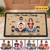 Real Couple Parents Sitting And Kids Family Personalized Doormat