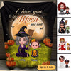 Halloween Grandma And Grandkids Love You To The Moon And Back Personalized Fleece Blanket