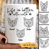 Life Is Better With Cats Cat Head Outline Personalized Mug