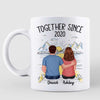 Back View Couple Sketch Bridge Landscape Personalized Mug