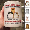 Peeking Fluffy Cats Reason I Wake Up Early Personalized Mug