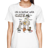 Life Is Better With Cats Funny Cartoon Cats On Cat Tower Personalized Shirt