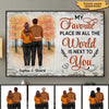 Fall Season Couple Standing Back View Personalized Horizontal Poster