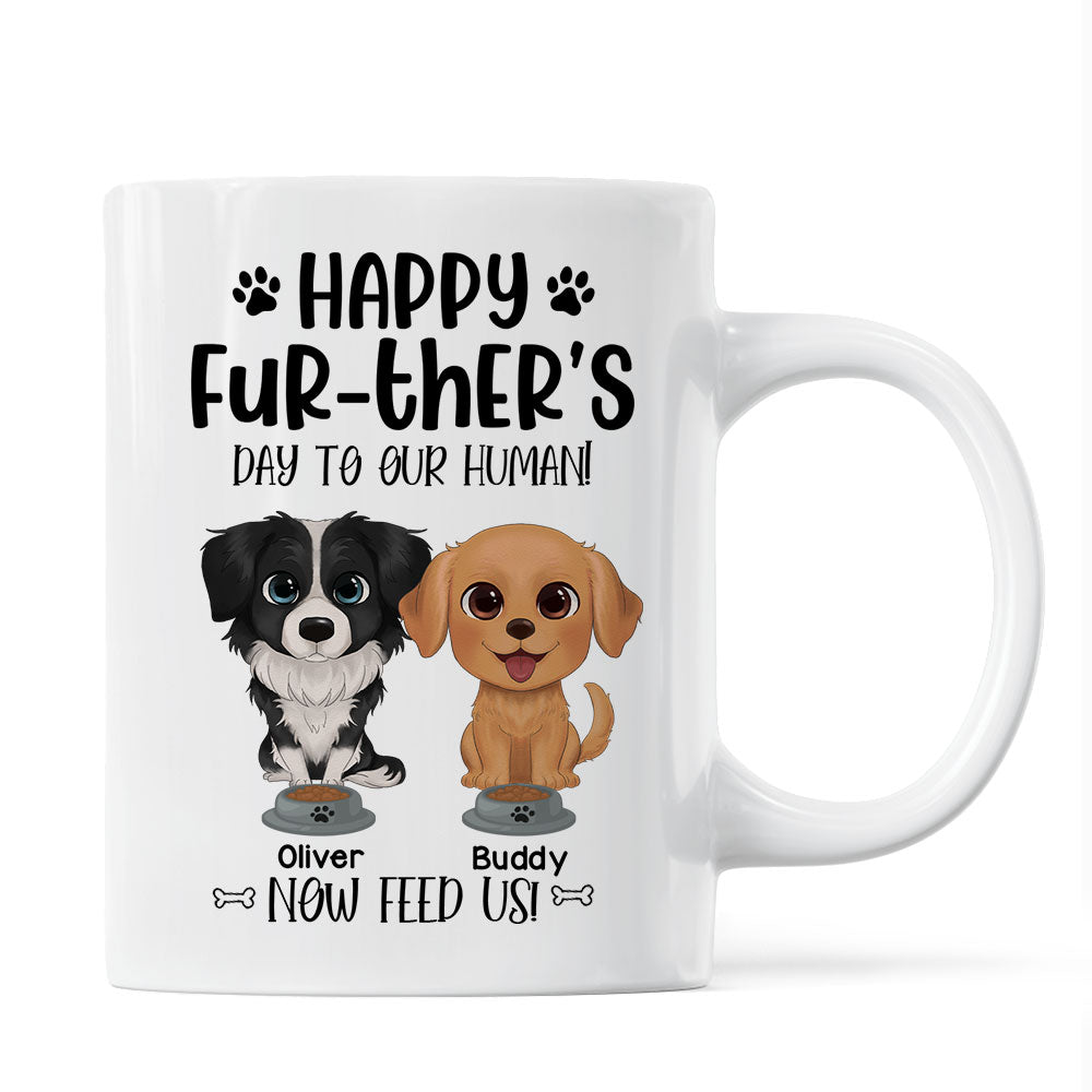 Watercolor Cute Dogs Happy Fur-ther‘s Day To My Human Gift For Dog Dad Personalized Mug