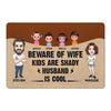 Beware Of Wife Caricature Couple Personalized Doormat