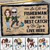 Fisherman & His Best Catch Caricature Fishing Personalized Doormat