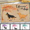 Walking Dogs Under Tree Personalized Doormat