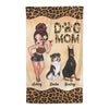 Dog Mom Leopard Pretty Woman Cute Sitting Dog Personalized Beach Towel