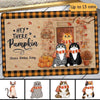 Hey Pumpkin Cat Lover Funny Autumn Gift Personalized Doormat