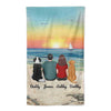 Couple At Beach With Dogs Personalized Beach Towel