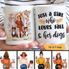 Fall Season Sitting Girl And Dogs Personalized Mug