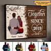 Half Wood Texture Couple Sitting Back View Personalized Horizontal Poster