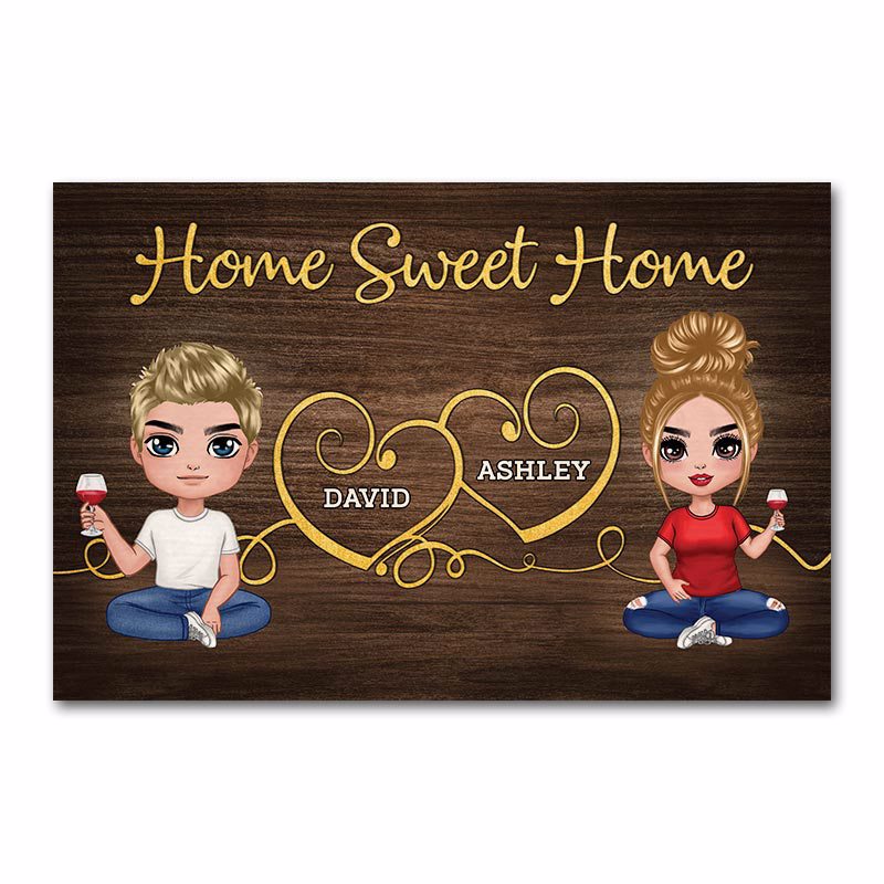 Home Sweet Home Couple Wood Texture Personalized Wood Print