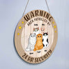 Area Patrolled By Cats Personalized Door Hanger Sign